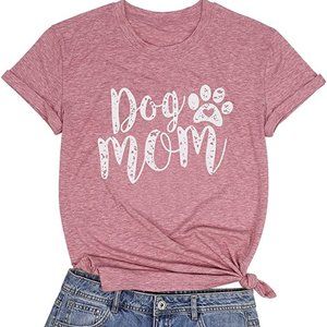 Dog Mom Tshirts for Women Funny Dog Paw Graphic Print Short Sleeve